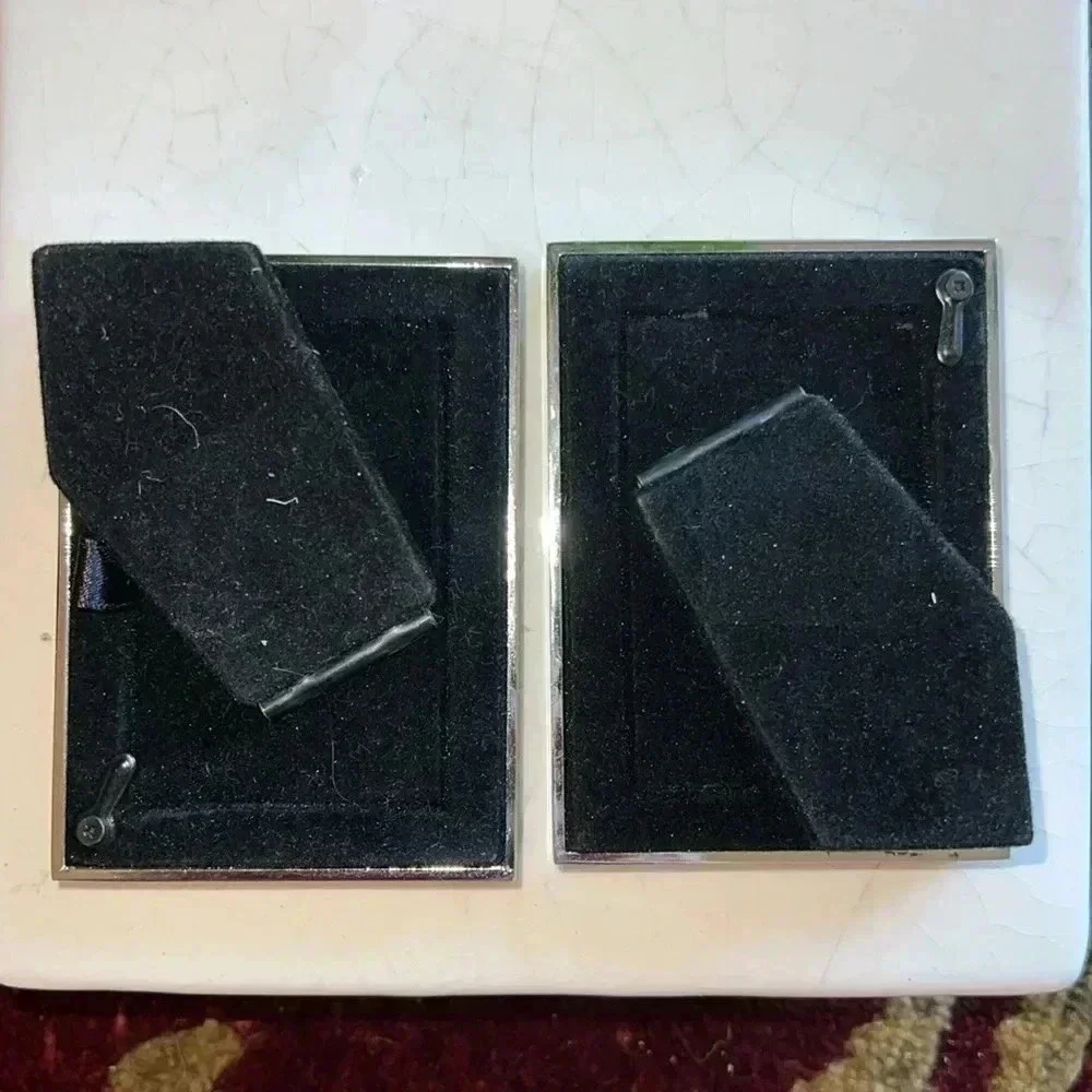 Picture Photo Frames 2 Silver Tone Deep Red Picture Frames with Glass